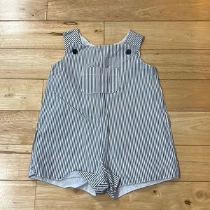 MAISONETTE Amaia Blue White Striped Overalls Romper 12mo